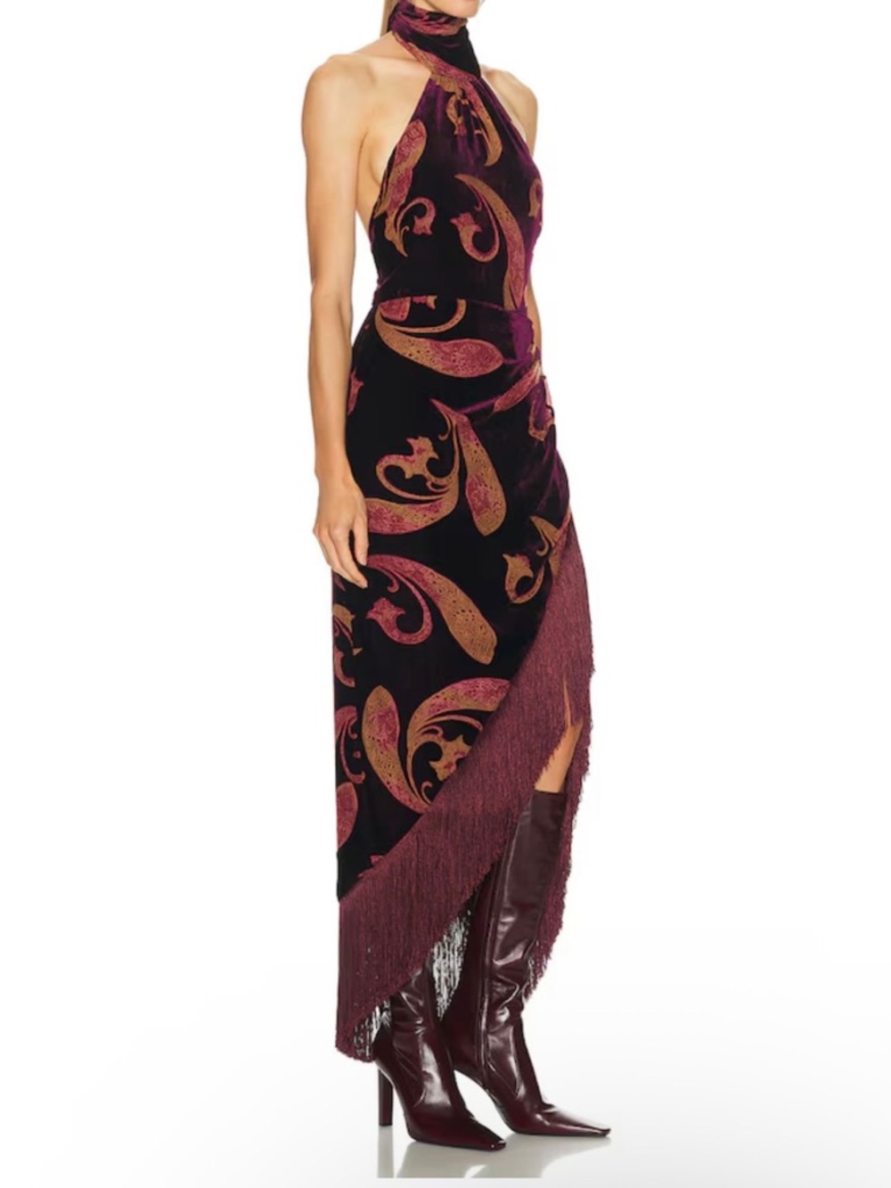 Retrofête Iridessa Velvet Fringe Hem Dress size M_NWT - Picture 4 of 11